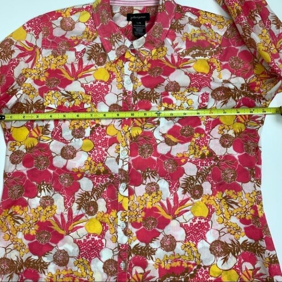 Jules & James Pink Floral Button up Blouse Size L - Picture 7 of 9